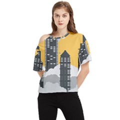 Minimal Skyscrapers One Shoulder Cut Out Tee