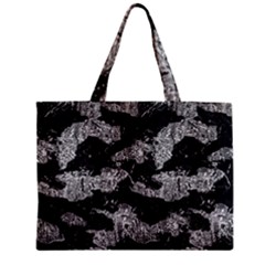 Black And White Cracked Abstract Texture Print Zipper Mini Tote Bag