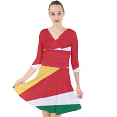 Seychelles Flag Quarter Sleeve Front Wrap Dress by FlagGallery