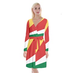 Seychelles Flag Long Sleeve Velvet Front Wrap Dress by FlagGallery