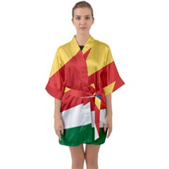 Seychelles Flag Half Sleeve Satin Kimono  by FlagGallery