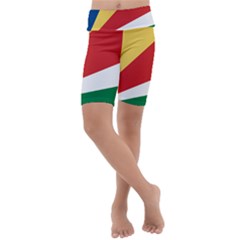 Seychelles Flag Kids  Lightweight Velour Cropped Yoga Leggings by FlagGallery