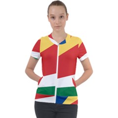 Seychelles Flag Short Sleeve Zip Up Jacket by FlagGallery
