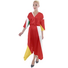 Seychelles-flag12 Quarter Sleeve Wrap Front Maxi Dress by FlagGallery