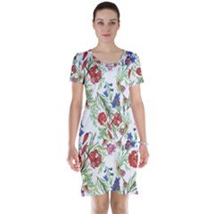 Flowers Pattern Short Sleeve Nightdress by goljakoff