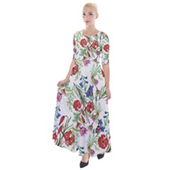 Flowers pattern Half Sleeves Maxi Dress