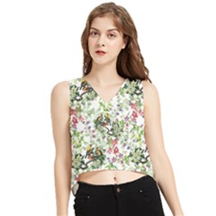 Green Flora V-neck Cropped Tank Top by goljakoff
