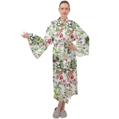 Green Flora Maxi Velour Kimono by goljakoff