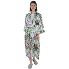 Green Flora Maxi Satin Kimono by goljakoff