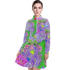 Shapechanger Long Sleeve Chiffon Shirt Dress