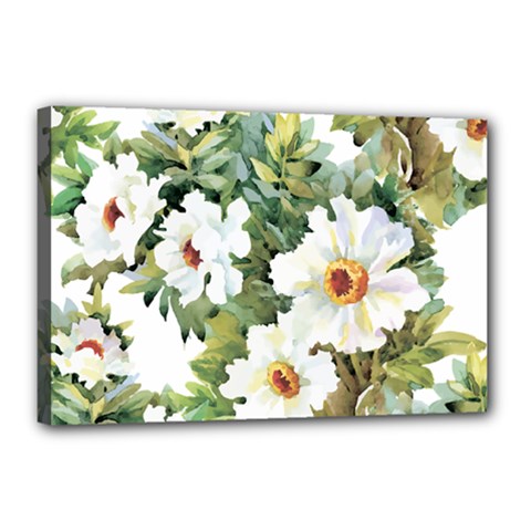 White Flowers Canvas 18  X 12  (stretched) by goljakoff