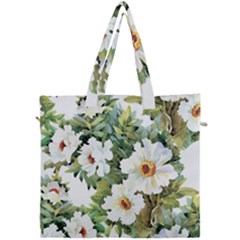 White Flowers Canvas Travel Bag by goljakoff