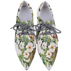 White Flowers Pointed Oxford Shoes by goljakoff