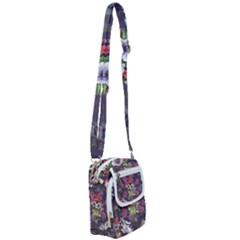 Purple Flowers Shoulder Strap Belt Bag by goljakoff