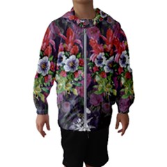 Purple Flowers Kids  Hooded Windbreaker by goljakoff