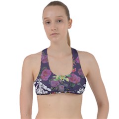 Purple Flowers Criss Cross Racerback Sports Bra by goljakoff