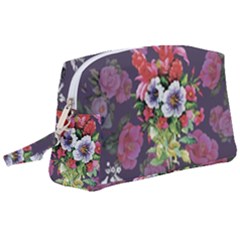 Purple Flowers Wristlet Pouch Bag (large) by goljakoff