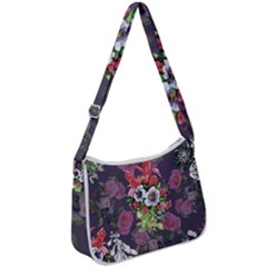 Purple Flowers Zip Up Shoulder Bag by goljakoff
