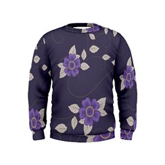 Purple Flowers Kids  Sweatshirt by goljakoff