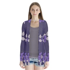 Purple Flowers Drape Collar Cardigan by goljakoff