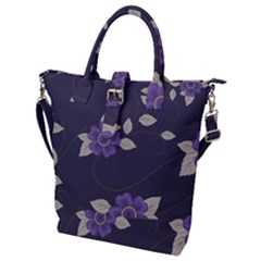 Purple Flowers Buckle Top Tote Bag by goljakoff