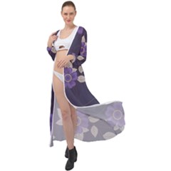 Purple Flowers Maxi Chiffon Beach Wrap