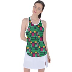 Rectangles On A Green Background                                                       Racer Back Mesh Tank Top by LalyLauraFLM