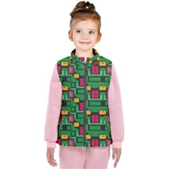 Rectangles On A Green Background                                                       Kid s Puffer Vest by LalyLauraFLM