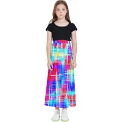 Red Blue Messy Stripes                                                            Kids  Flared Maxi Skirt by LalyLauraFLM