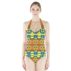 Tribal Pattern                                                          Women s Halter One Piece Swimsuit by LalyLauraFLM