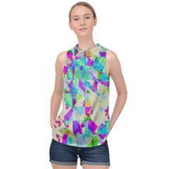 Watercolors Spots                                                           High Neck Satin Top by LalyLauraFLM