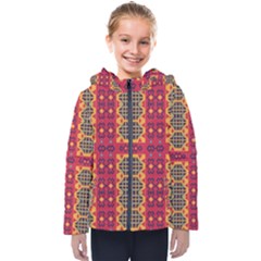 Shapes In Retro Colors2                                                          Kids  Hooded Puffer Jacket by LalyLauraFLM