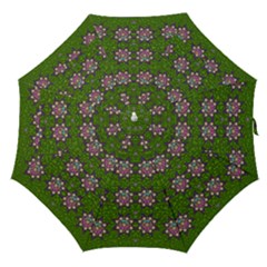 Star Over The Healthy Sacred Nature Ornate And Green Straight Umbrellas by pepitasart