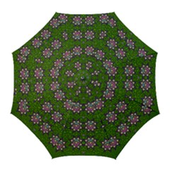 Star Over The Healthy Sacred Nature Ornate And Green Golf Umbrellas by pepitasart
