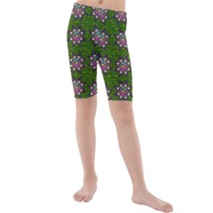 Star Over The Healthy Sacred Nature Ornate And Green Kids  Mid Length Swim Shorts by pepitasart