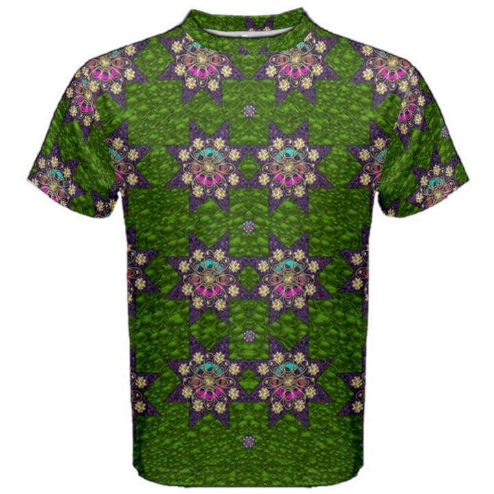 Star Over The Healthy Sacred Nature Ornate And Green Men s Cotton Tee
