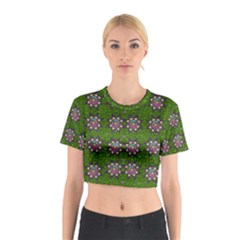 Star Over The Healthy Sacred Nature Ornate And Green Cotton Crop Top by pepitasart