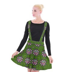 Star Over The Healthy Sacred Nature Ornate And Green Suspender Skater Skirt by pepitasart