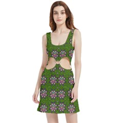 Star Over The Healthy Sacred Nature Ornate And Green Velvet Cutout Dress