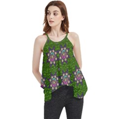 Star Over The Healthy Sacred Nature Ornate And Green Flowy Camisole Tank Top by pepitasart