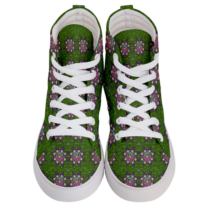 Star Over The Healthy Sacred Nature Ornate And Green Women s Hi-Top Skate Sneakers