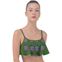 Star Over The Healthy Sacred Nature Ornate And Green Frill Bikini Top by pepitasart