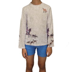 Foxhunt Horse And Hound Kids  Long Sleeve Swimwear by Abe731