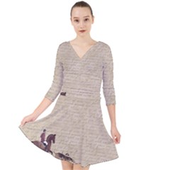 Foxhunt Horse And Hound Quarter Sleeve Front Wrap Dress