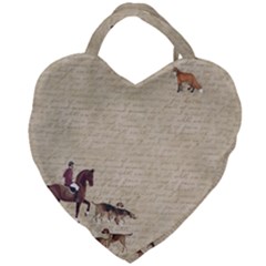 Foxhunt Horse And Hound Giant Heart Shaped Tote by Abe731