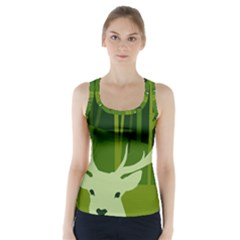 Forest Deer Tree Green Nature Racer Back Sports Top