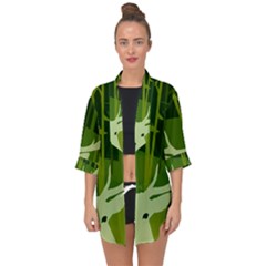 Forest Deer Tree Green Nature Open Front Chiffon Kimono by HermanTelo