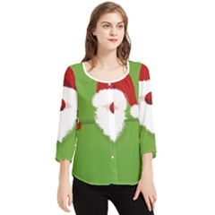 Santa Claus Hat Christmas Chiffon Quarter Sleeve Blouse by Mariart