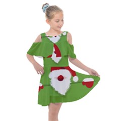 Santa Claus Hat Christmas Kids  Shoulder Cutout Chiffon Dress