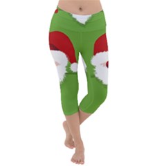 Santa Claus Hat Christmas Lightweight Velour Capri Yoga Leggings by Mariart